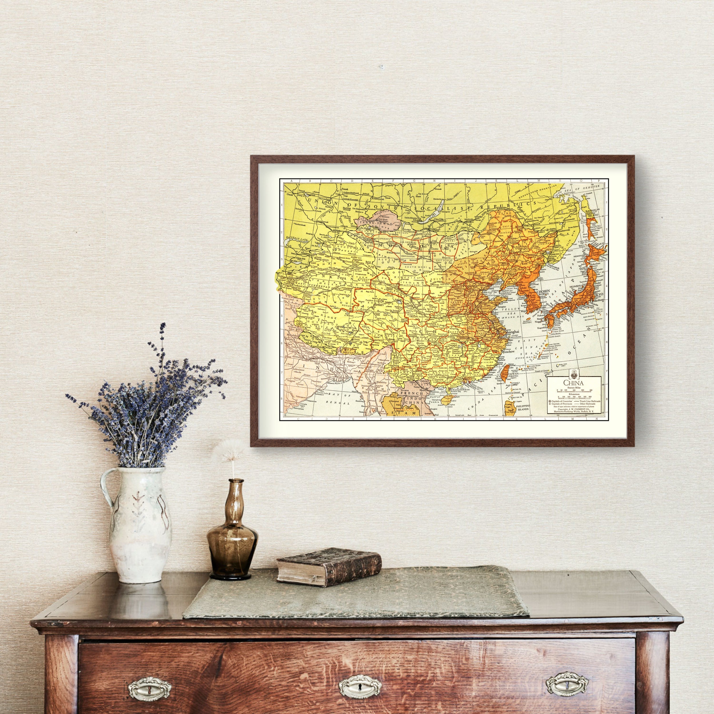 China Map 1943, Vintage China Map, Old China Art, Wall Art Gift for ...