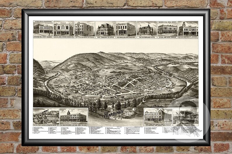 Vintage Harriman Map 1892 Old Map of Harriman Tennessee Etsy