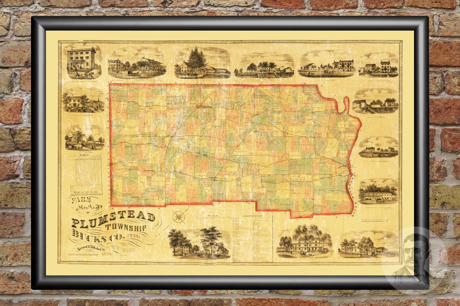 Vintage Bucks County Map 1859 Old Map of Bucks County Etsy