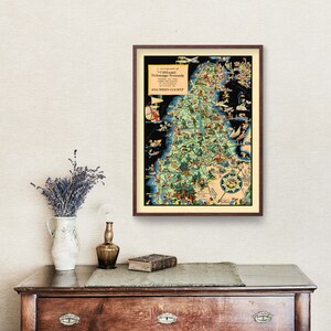 San Mateo County Map 1930, Vintage San Mateo County Map, Old San Mateo County California Art, Wall Art Gift for San Mateo County History Lov Bild 2