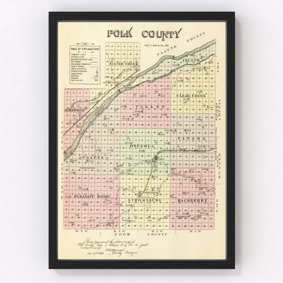 Polk County NE Map 1885 Old Map of Osceola Nebraska Art Etsy