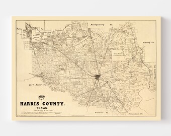 Carte Ancienne Du Comté De Galveston, Texas – 1879 – Reproduction Art Mural Vintage – Encadrable