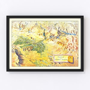 Phoenix Map 1960, Vintage Phoenix Map, Old Phoenix Arizona Art, Wall Art Gift for Phoenix History Lovers Retro Decor