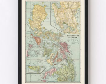 Philippines Map 1899, Vintage Philippines Map, Old Philippines Art, Wall Art Gift for Philippines History Lovers Retro Decor