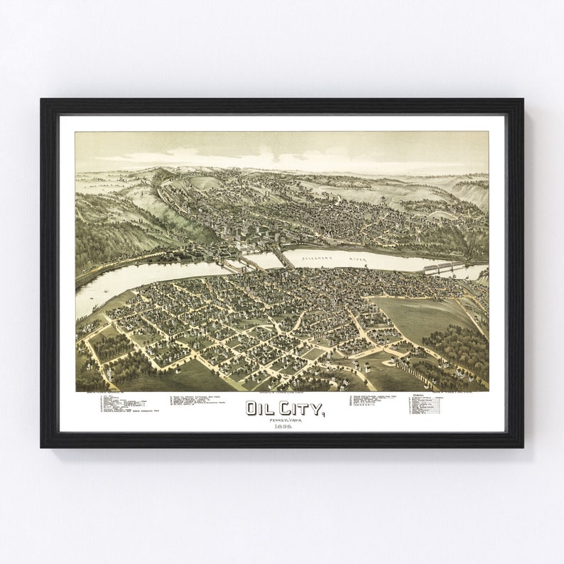 Oil City Map 1896 Old Map of Oil City Pennsylvania Art Etsy