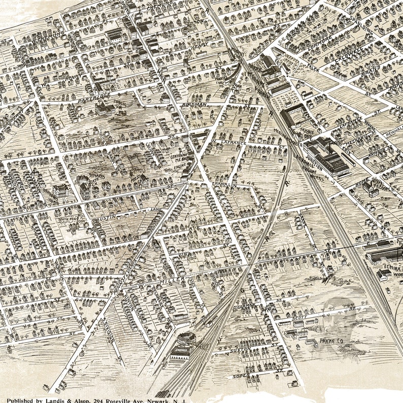 Elmira New York Vintage Map From 1901 Old City Map Art Etsy