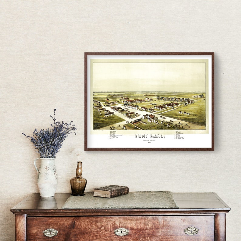 Fort Reno Map 1891, Vintage Fort Reno Map, Old Fort Reno Oklahoma Art ...