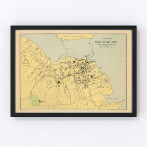 Bar Harbor Map 1894, Vintage Bar Harbor Map, Old Bar Harbor Maine Art, Wall Art Gift for Bar Harbor History Lovers Retro Decor