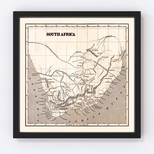 South Africa Map 1848, Vintage South Africa Map, Old South Africa Art, Wall Art Gift for South Africa History Lovers Retro Decor