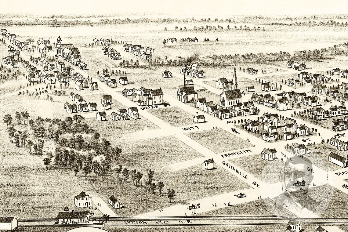 Vintage Wolfe City Map 1891 Antiguo mapa de Wolfe City Etsy