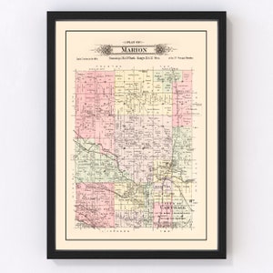 Marion Township Map 1895, Vintage Marion Township Map, Old Marion Township Missouri Art, Wall Art Gift for Marion Township History Lovers Re