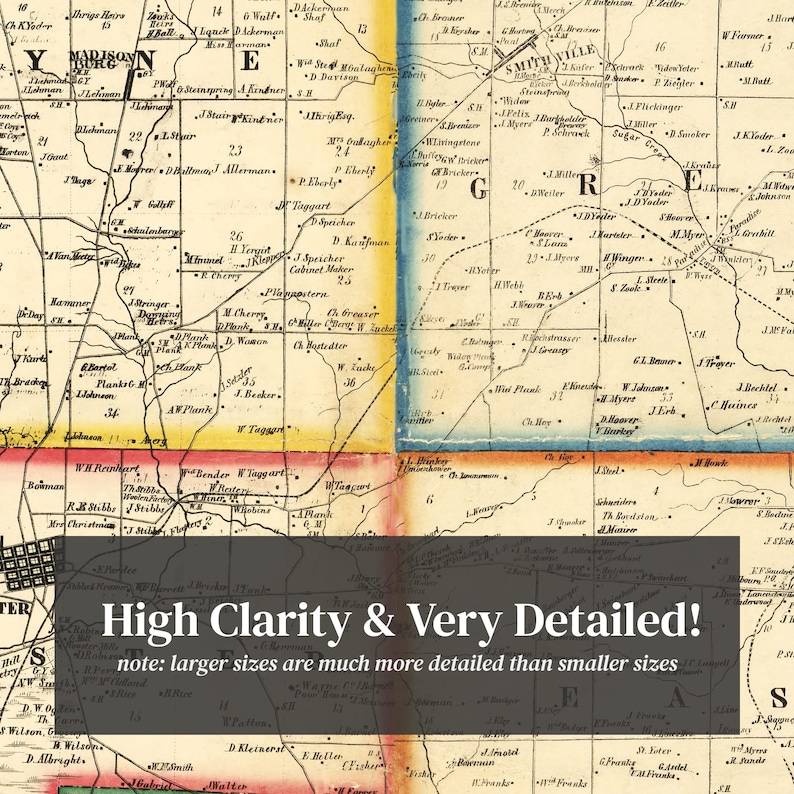 Wayne County Ohio Map 1856 Old Map of Wayne County Ohio Art - Etsy