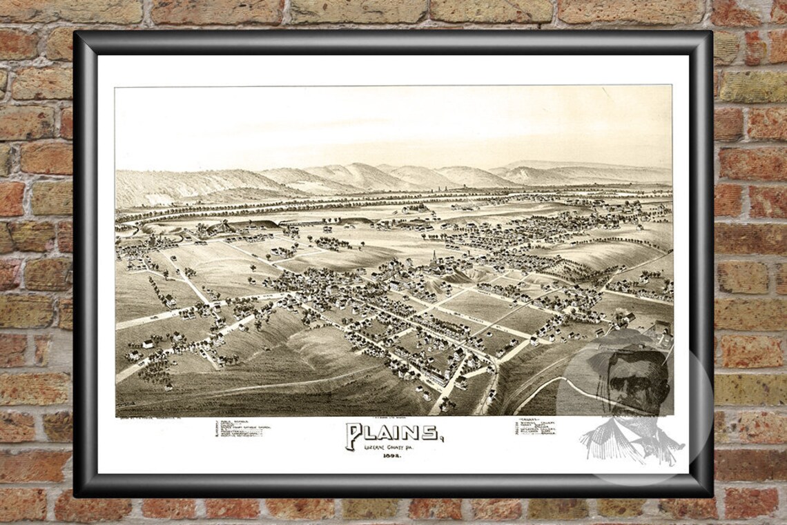 Vintage Plains Map 1892 Old Map of Plains Pennsylvania Etsy