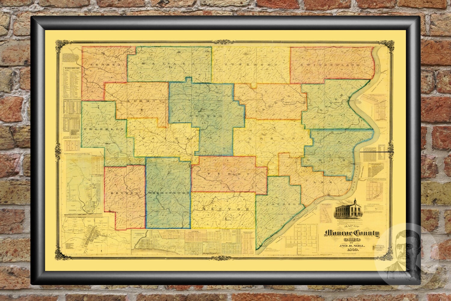 Vintage Monroe County Map 1869 Old Map of Monroe County Etsy