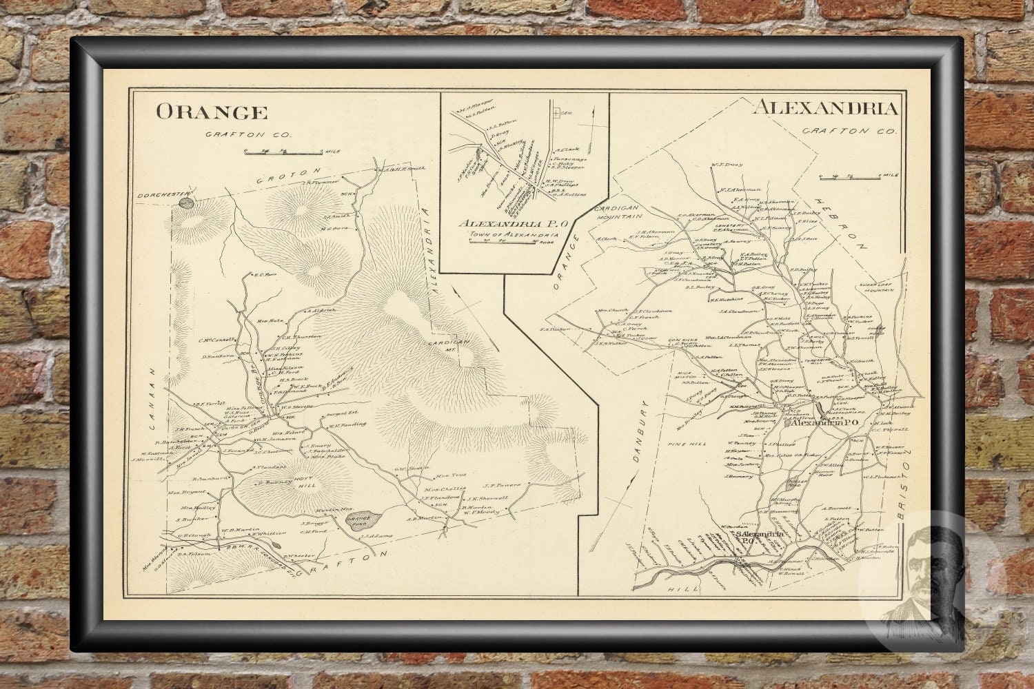 Vintage Alexandria Map from 1892 Old New Hampshire Map Etsy