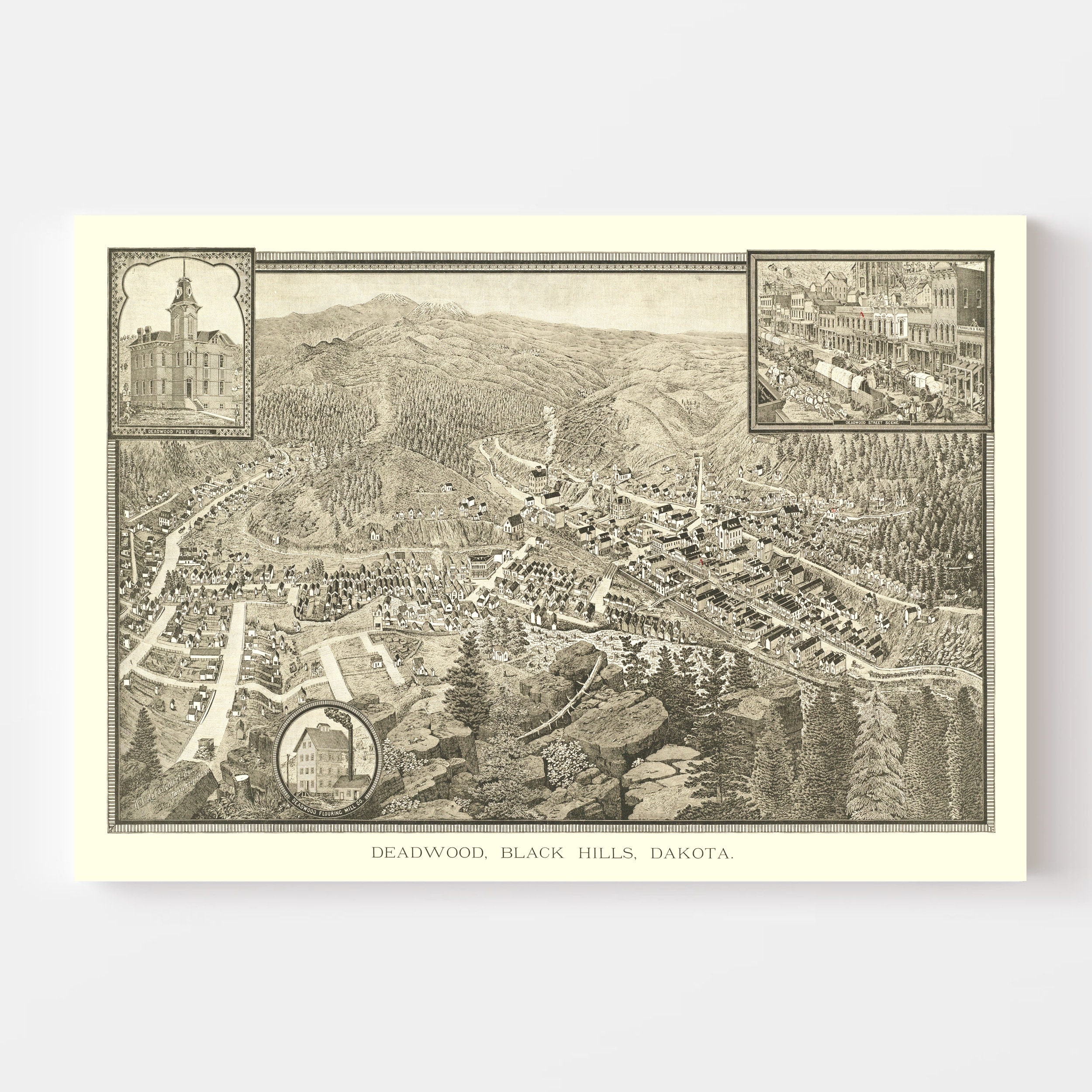 Deadwood Map 1884, Vintage Deadwood Map, Old Deadwood South Dakota Art ...