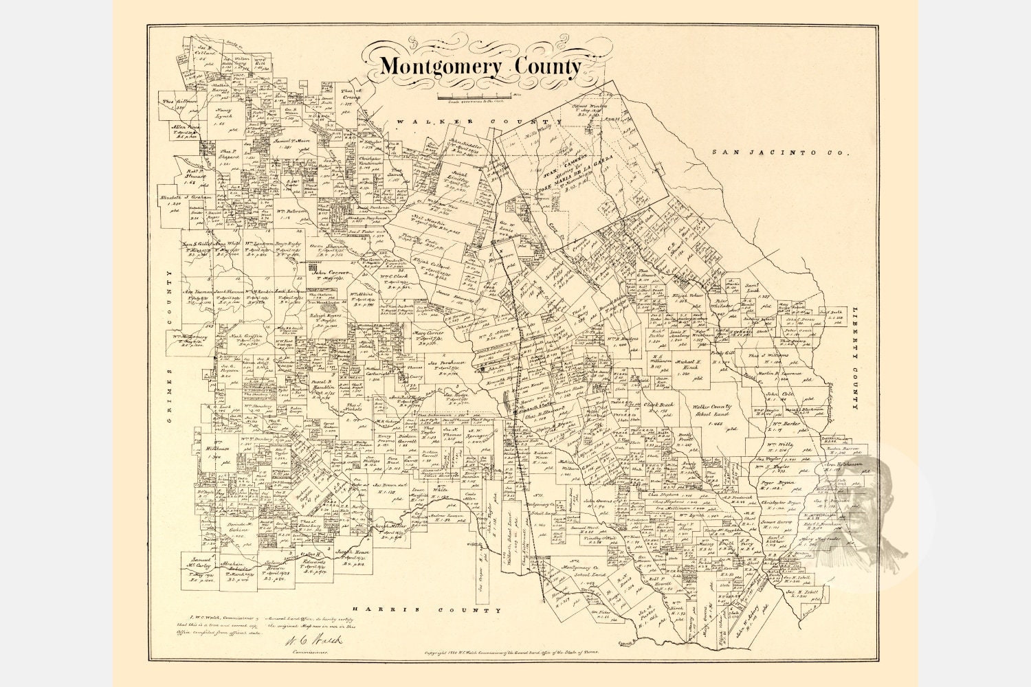 Vintage Montgomery County Map 1880 Old Map of Montgomery Etsy