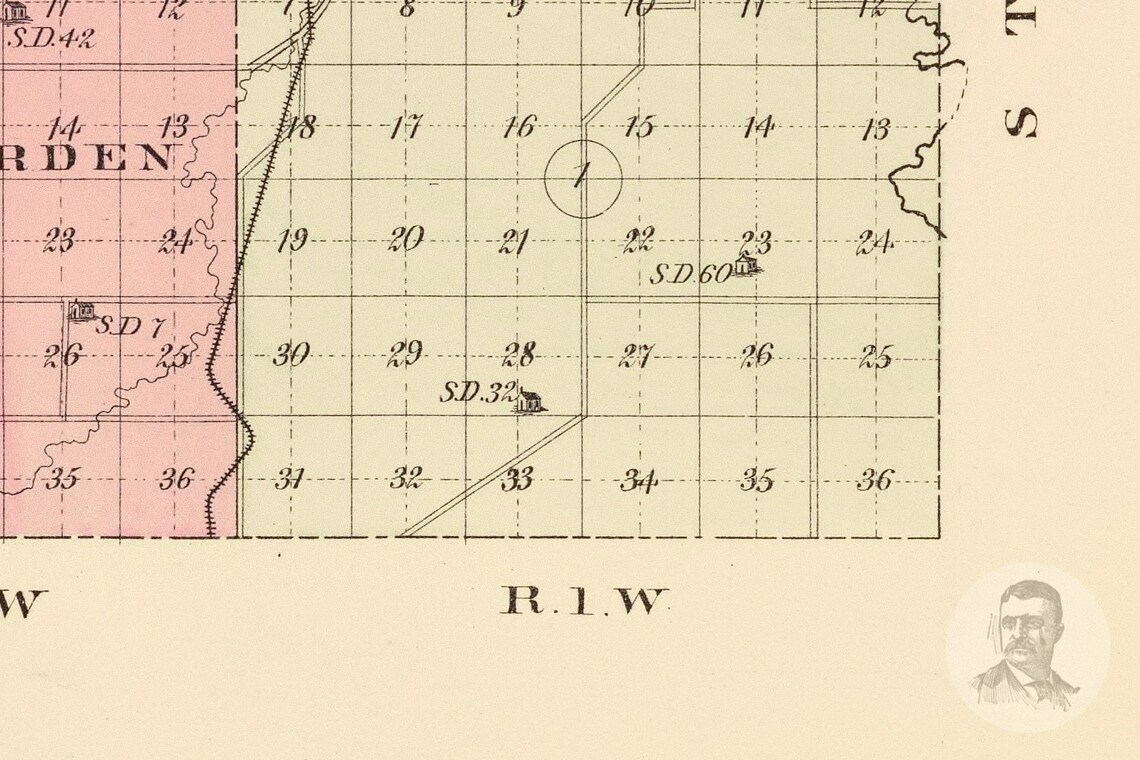 Vintage Madison County NE Map 1885 Old Nebraska Map Etsy
