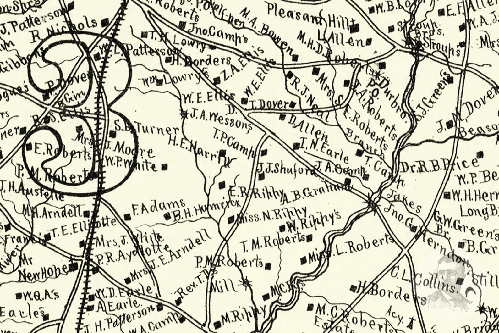 Vintage Cleveland County Map 1886 Old Map of Cleveland Etsy