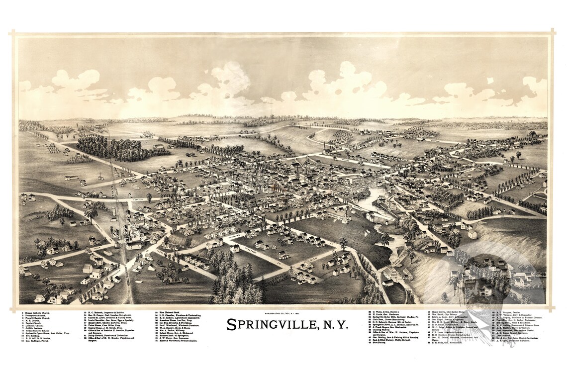 Vintage Springville Map 1892 Old Map of Springville New Etsy