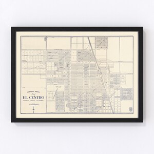 El Centro Map 1920 Old Map of El Centro California Art Vintage Print Framed Canvas Portrait ...