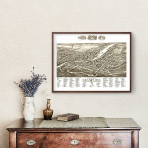 Beloit Map 1890 - Old Map of Beloit Wisconsin Art Vintage Print Framed ...