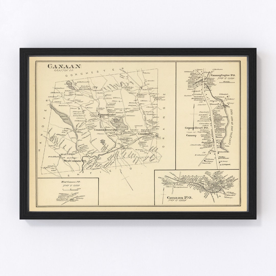 Canaan Map 1892 Old Map of Canaan New Hampshire Art Vintage Print