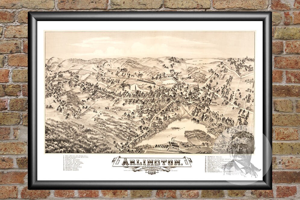 Vintage Arlington Mapa 1884 Mapa antiguo de Arlington Etsy