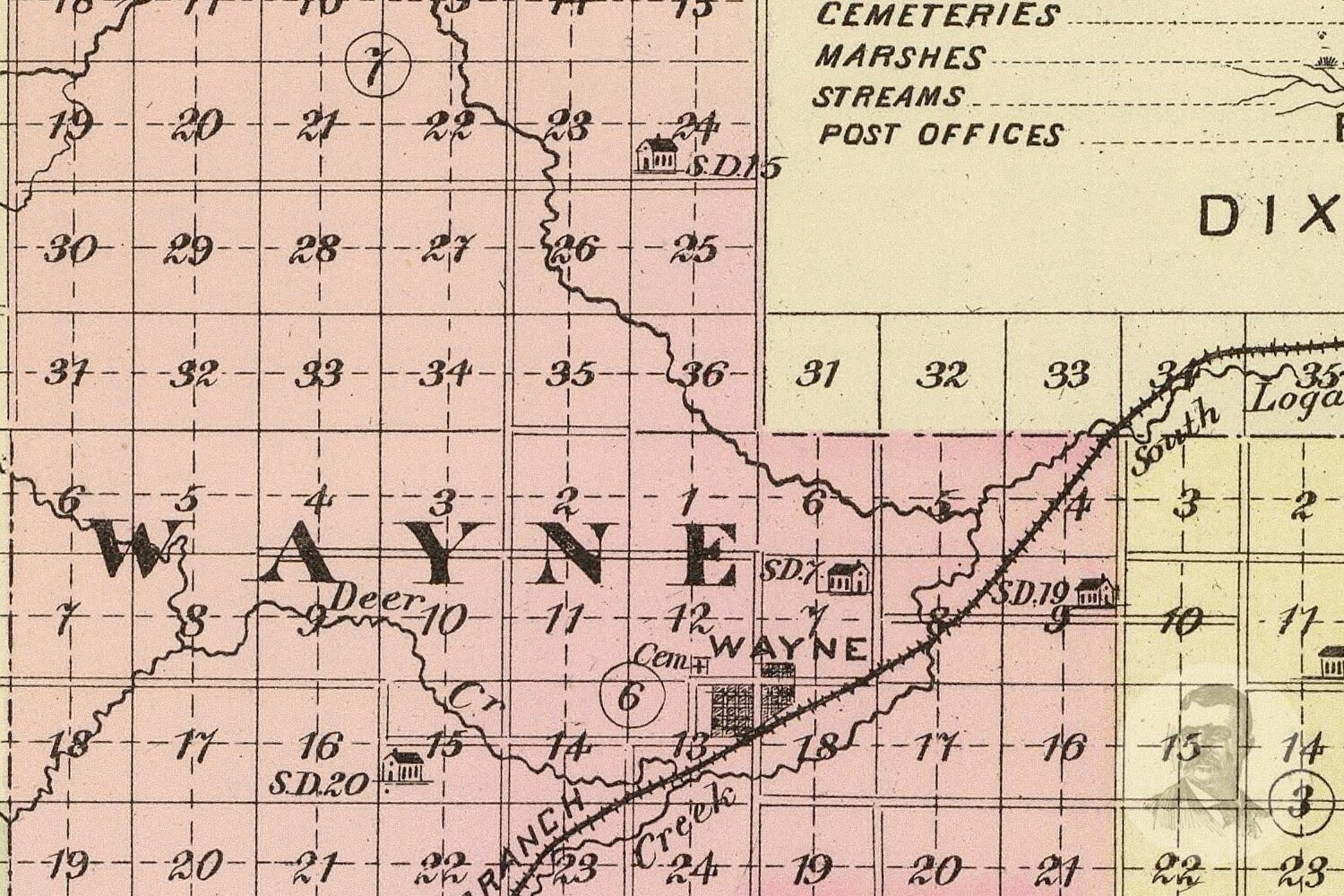 Vintage Wayne County NE Map 1885 Old Nebraska Map Etsy