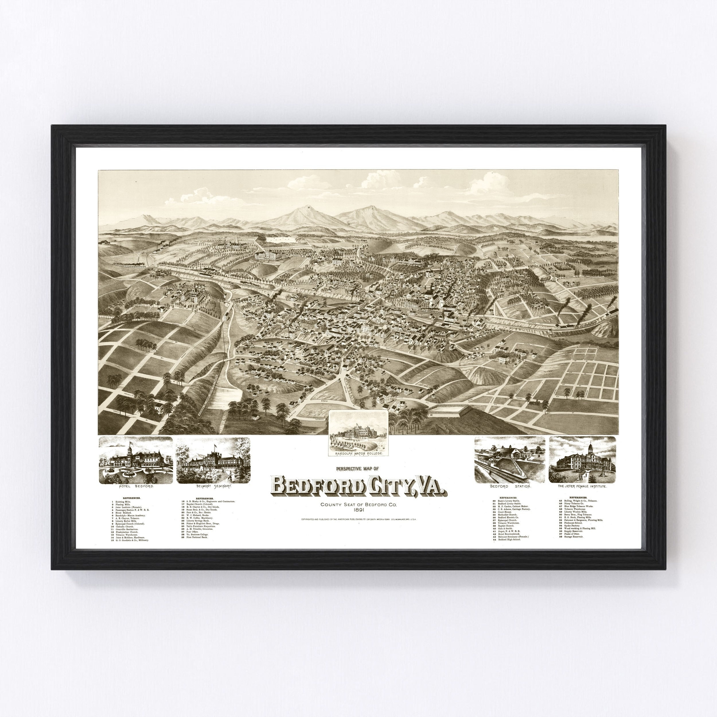 Bedford City Map 1891 Old Map of Bedford City Virginia Art - Etsy 日本
