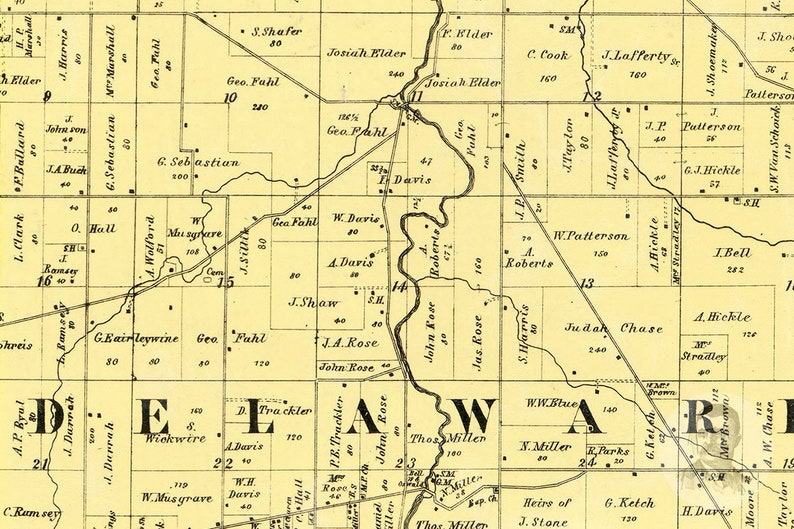 Vintage Hancock County Map 1863 Old Map of Hancock County Etsy