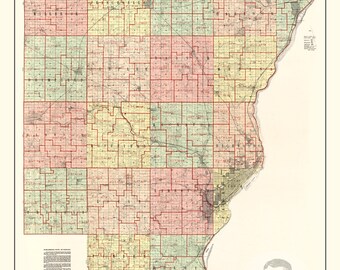 Peoria County Plat Map Peoria County Illinois Vintage Map From 1904 Old County Map | Etsy