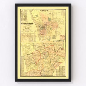 Montgomery County Map 1877, Vintage Montgomery County Map, Old Montgomery County Tennessee Art, Wall Art Gift for Montgomery County History