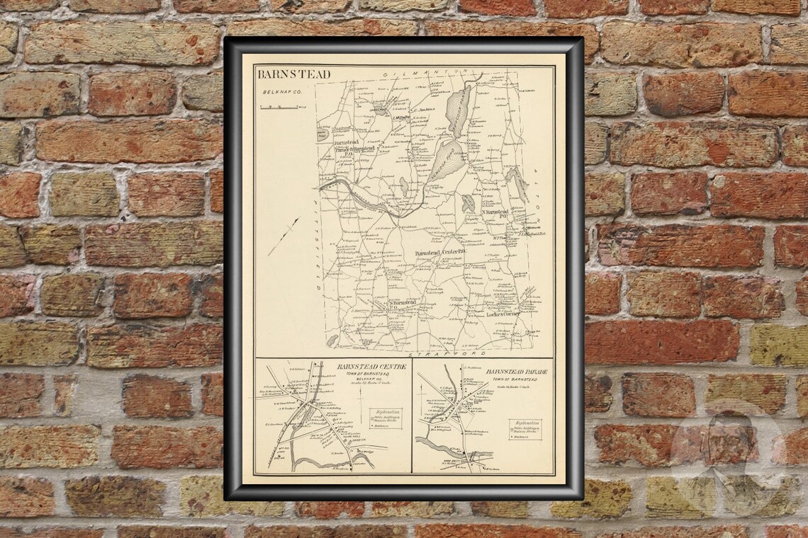Vintage Barnstead Map from 1892 Old New Hampshire Map Etsy