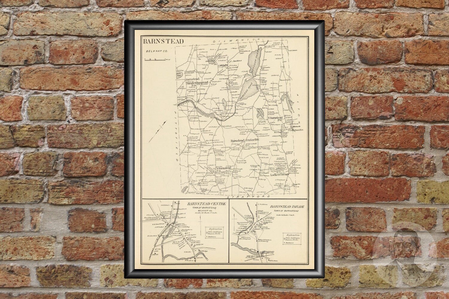 Vintage Barnstead Map from 1892 Old New Hampshire Map Etsy