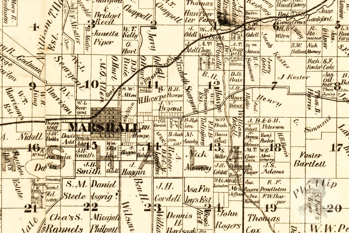 Vintage Saline County Map 1871 Old Map of Saline County Etsy
