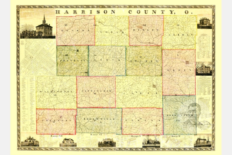 Vintage Harrison County Map 1862 Old Map of Harrison County Etsy