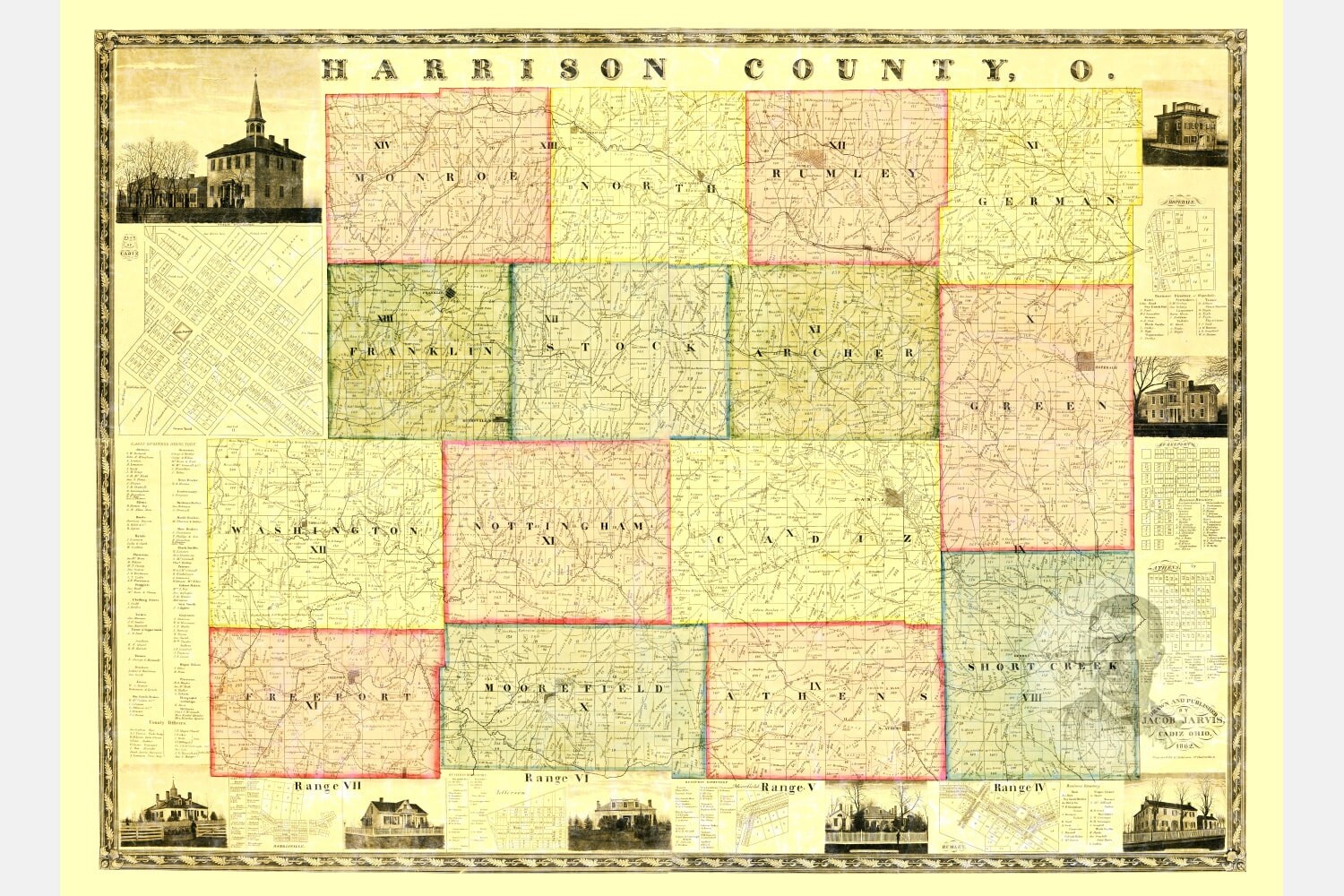 Vintage Harrison County Map 1862 Old Map of Harrison County Etsy