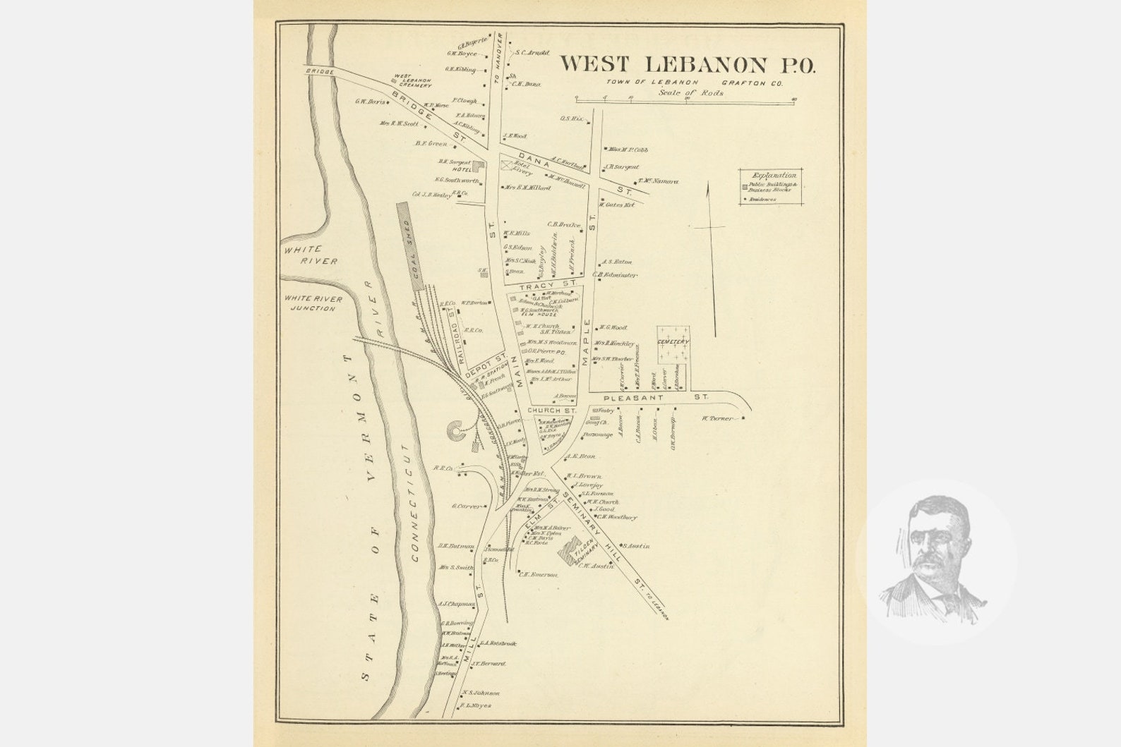 Vintage West Lebanon Map from 1892 Old New Hampshire Map Etsy