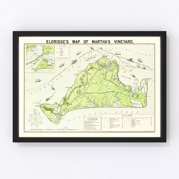 Map of Martha's Vineyard Etsy