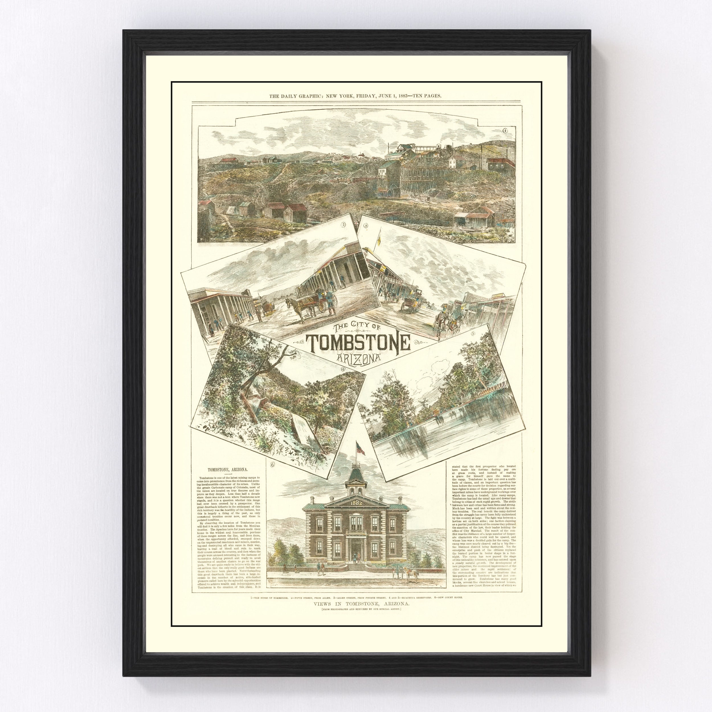 Tombstone Map 1883, Vintage Tombstone Map, Old Tombstone Arizona