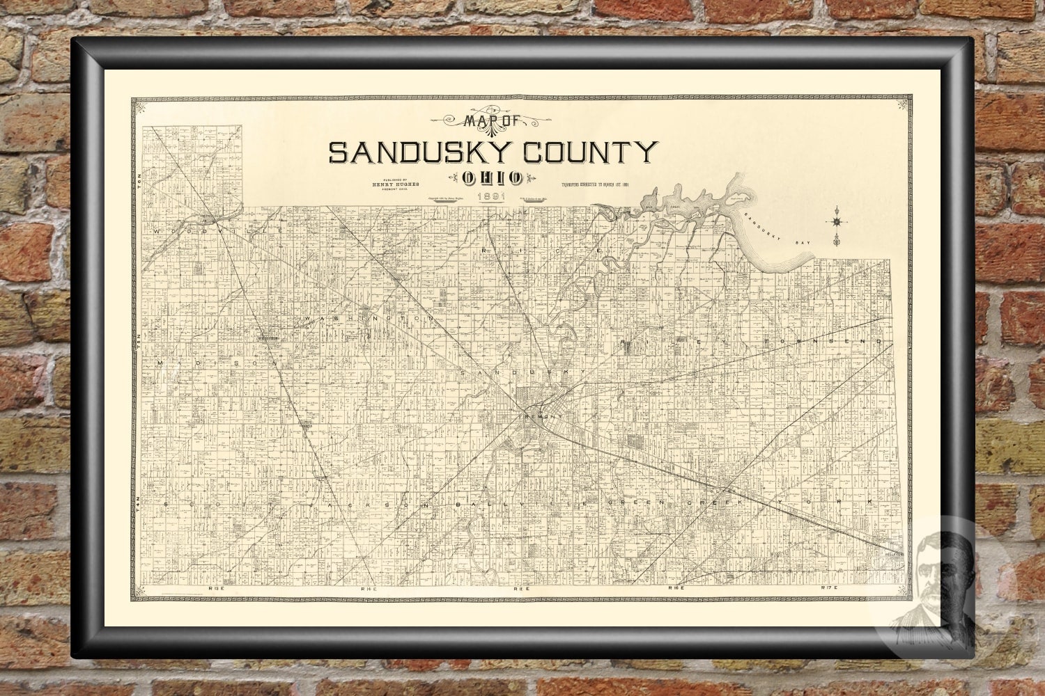 Vintage Sandusky County Map 1891 Old Map of Sandusky County | Etsy