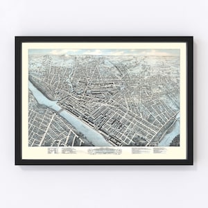 Lowell Map 1876, Vintage Lowell Map, Old Lowell Massachusetts Art, Wall Art Gift for Lowell History Lovers Retro Decor