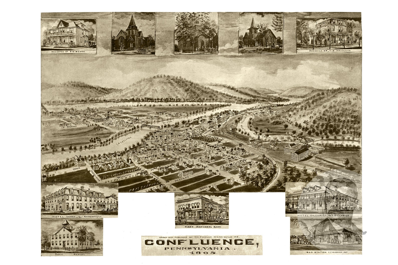 Vintage Confluence Map 1905 Old Map of Confluence Etsy