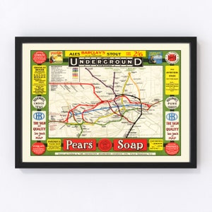 London Map 1908, Vintage London Map, Old London Art, Wall Art Gift for London History Lovers Retro Decor