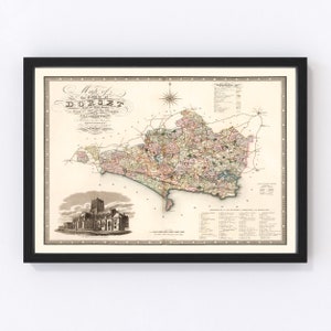Dorset England Map 1829, Vintage Dorset England Map, Old Dorset England Art, Wall Art Gift for Dorset England History Lovers Retro Decor