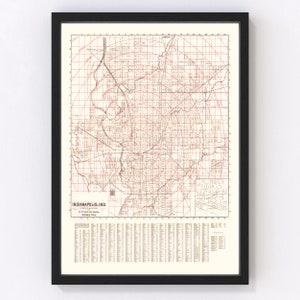 Indianapolis Map 1903, Vintage Indianapolis Map, Old Indianapolis Indiana Art, Wall Art Gift for Indianapolis History Lovers Retro Decor