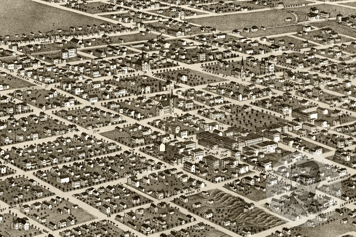Vintage Decatur Mapa 1869 Antiguo mapa de Decatur Illinois  Etsy