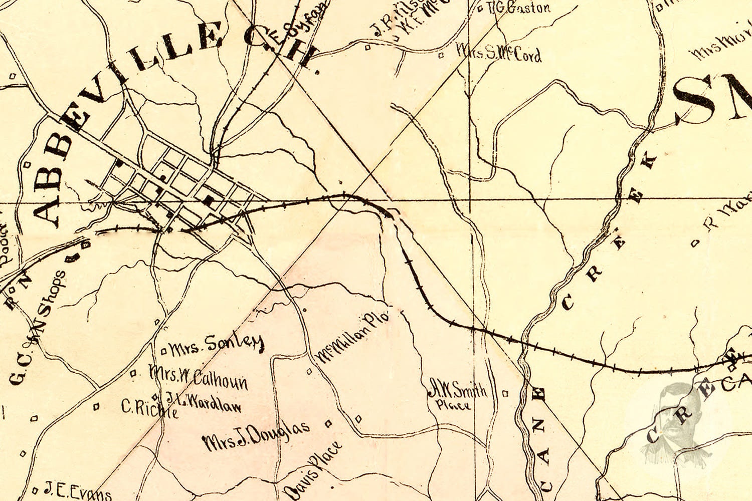 Vintage Abbeville County Map 1895 Old Map of Abbeville Etsy