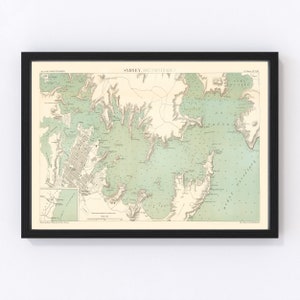 Sydney Map 1887, Vintage Sydney Map, Old Sydney Art, Wall Art Gift for Sydney History Lovers Retro Decor